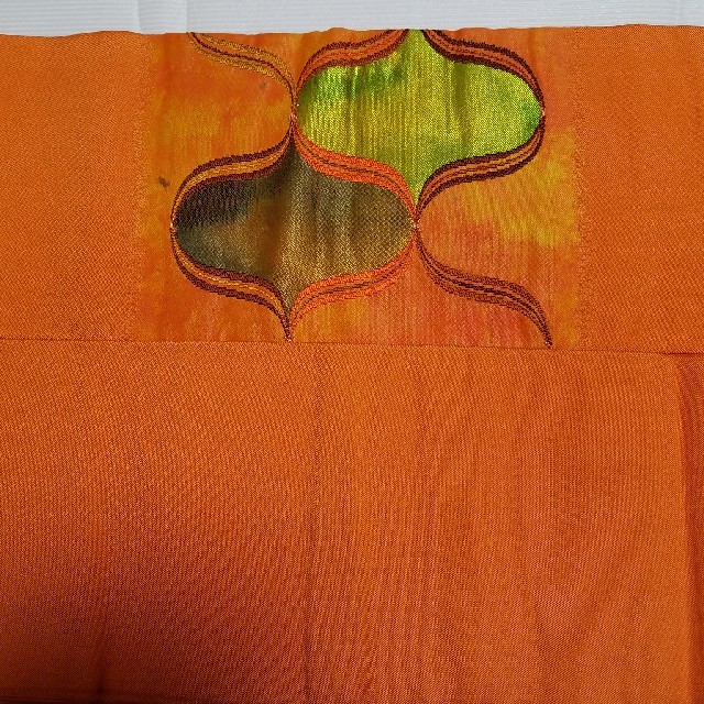 名古屋帯 オレンジ色 幾何学模様  唐織 レディースの水着/浴衣(帯)の商品写真