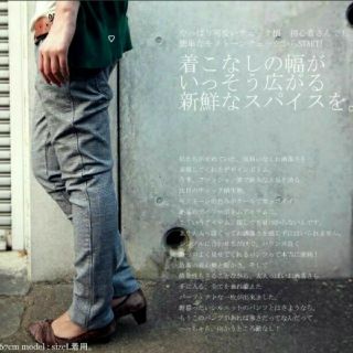 アンティカ(antiqua)のantiqua チェック柄裏起毛スキニーパンツ（グレンチェック）(カジュアルパンツ)