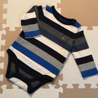 ベビーギャップ(babyGAP)のベビーギャップ ブルーボーダーボディスーツ70(ロンパース)