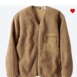 ユニクロ(UNIQLO)のUNIQLO U ボアフリースカーディガン L ベージュ(カーディガン)