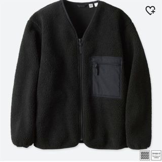 ユニクロ(UNIQLO)のUNIQLO U ボアフリースカーディガン M ブラック(カーディガン)