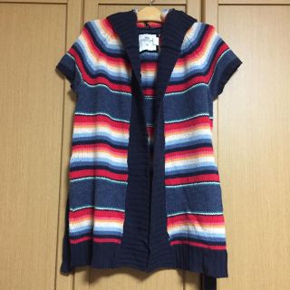 エイチアンドエム(H&M)の【美品】ネイティヴ柄 ニットガウン 半袖(ガウンコート)