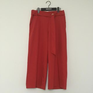 ザラ(ZARA)のまゆ様専用 ワイドパンツ ZARA オレンジ レッド カラーボトムス ガウチョ(その他)