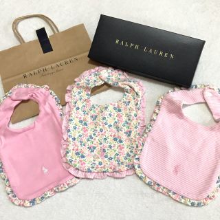 ラルフローレン(Ralph Lauren)の新品✨ラルフローレン 花柄 スタイ 3点セット(ベビースタイ/よだれかけ)