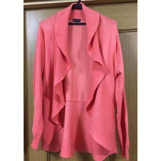 タルボット(TALBOTS)のTALBOTS タルボット ロングカーディガン コーラルピンク XL(カーディガン)