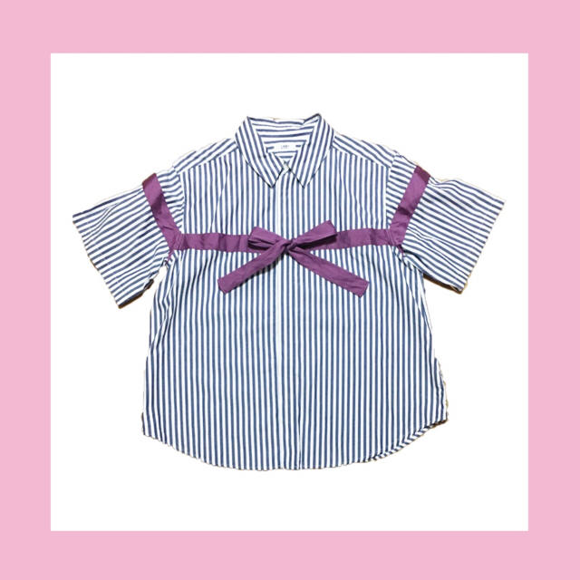 I am I(アイアムアイ)の(美品)STRIPE RIBON SHIRTS レディースのトップス(シャツ/ブラウス(半袖/袖なし))の商品写真