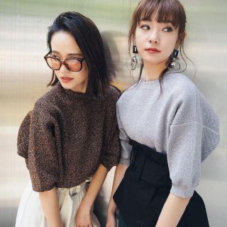 ムルーア(MURUA)のMURUAムルーアGLITTER KNITラメ長袖ニット ブラウン茶カットソー (ニット/セーター)