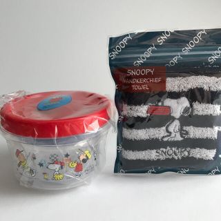 スヌーピー(SNOOPY)の【新品・未開封】スヌーピー ラウンドコンテナ 保存容器2個セット ハンカチタオル(容器)