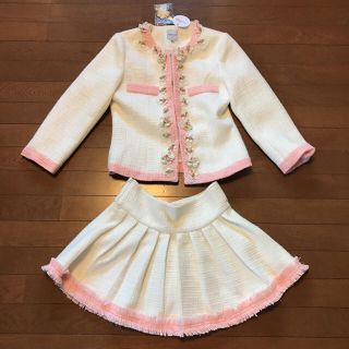 エミリアウィズ(EmiriaWiz)の新品タグ付きエミリアウィズのツイード花モチーフのミニスカスーツ M キャバ嬢(スーツ)