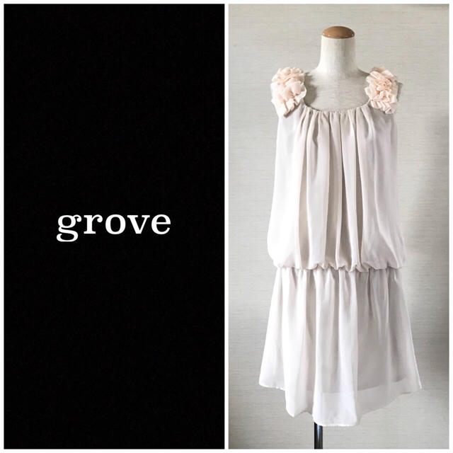 grove(グローブ)の❤️送料込❤️grove 肩フリルシフォンワンピース グローブ レディースのワンピース(ひざ丈ワンピース)の商品写真