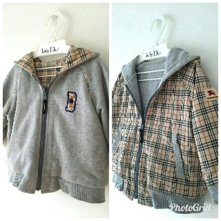 バーバリー(BURBERRY)の秋冬バーバリーBURBERRY リバーシブル パーカー ノバチェック グレー80(ジャケット/コート)