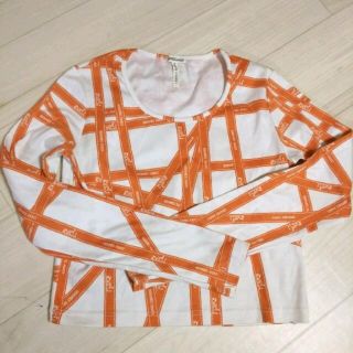 エルメス(Hermes)の【HERMES 】エルメスオレンジリボン柄 ロンT(Tシャツ(長袖/七分))