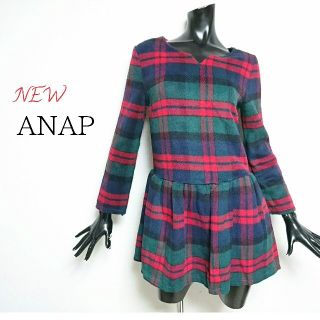 アナップ(ANAP)の新品*ANAP*チェックニットワンピース(ミニワンピース)