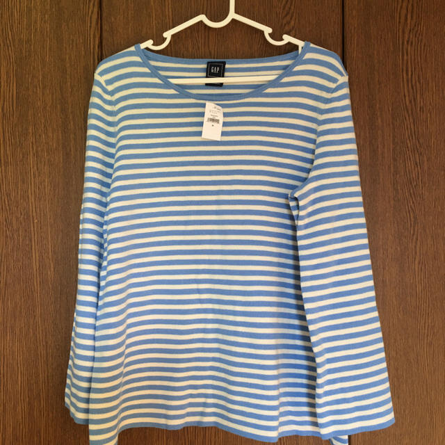 GAP(ギャップ)の新品 gap 厚手ボーダーニットソー 水色 レディースのトップス(ニット/セーター)の商品写真