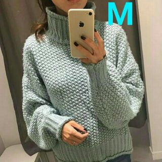 エイチアンドエム(H&M)のMサイズ ミント  H&M チャンキーニット インスタ ハイネック (ニット/セーター)