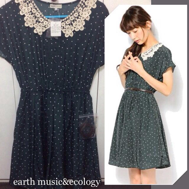 earth music & ecology(アースミュージックアンドエコロジー)のearth♡ドット半袖ワンピ レディースのワンピース(ひざ丈ワンピース)の商品写真