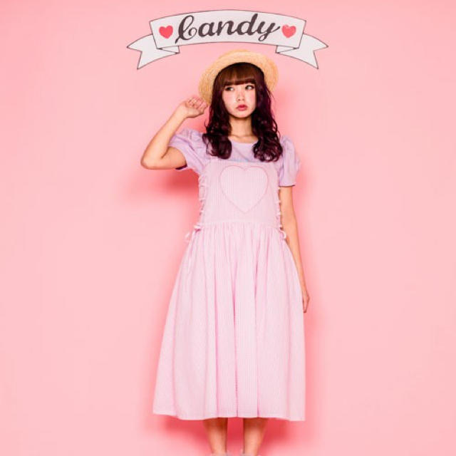 Candy Stripper(キャンディーストリッパー)のCandy Stripper ワンピース ギンガムチェック ハート レースアップ レディースのワンピース(ロングワンピース/マキシワンピース)の商品写真