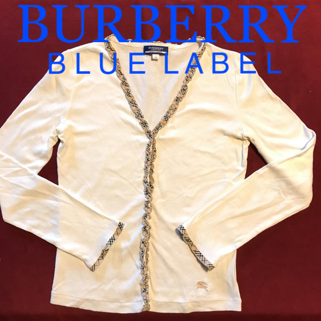 BURBERRY BLUE LABEL(バーバリーブルーレーベル)のバーバリー ブルー レーベル コットン メリヤス Vネック 長袖 カーディガン レディースのトップス(カーディガン)の商品写真