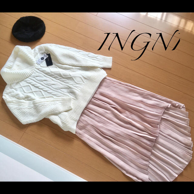 INGNI(イング)の新品INGNI 3点♡ニットトップス＋スカート＋ベレー帽 レディースのレディース その他(セット/コーデ)の商品写真