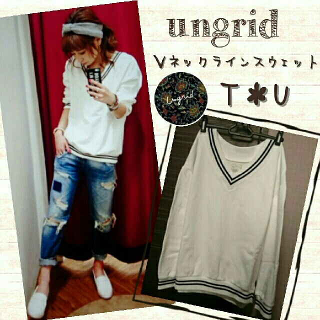 Ungrid(アングリッド)のungrid Vネックラインスウェット レディースのトップス(トレーナー/スウェット)の商品写真