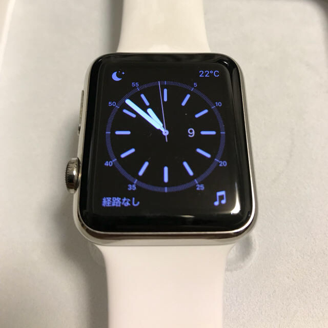 Apple(アップル)の初代Apple Watch ステンレススチール ホワイトスポーツバンド スマホ/家電/カメラのスマホ/家電/カメラ その他(その他)の商品写真