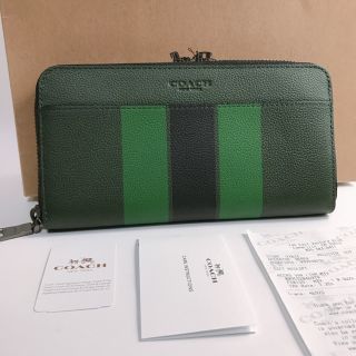 コーチ(COACH)のCOACH コーチ 　タグ付き★グリーンストライプ　長財布　新品未使用(長財布)