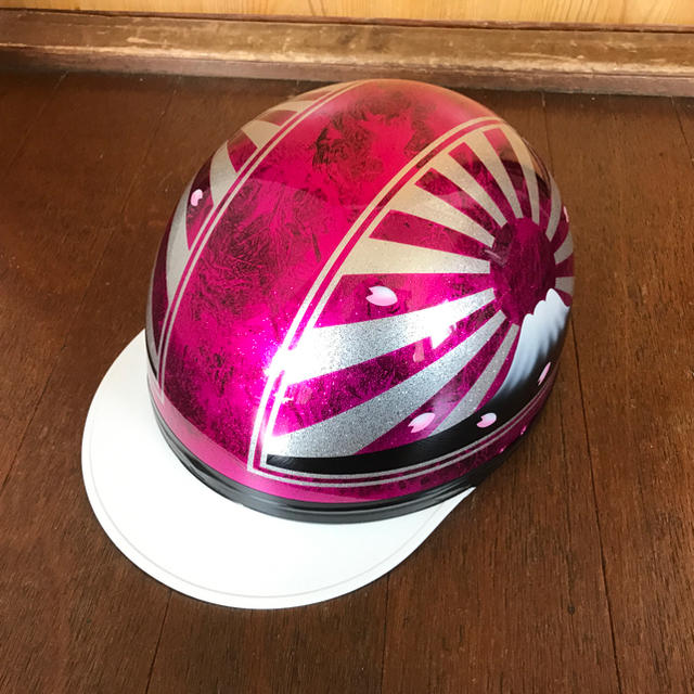 新品 桜 キャンディーピンクラメ 富士日章 コルク半 ヘルメットの通販 
