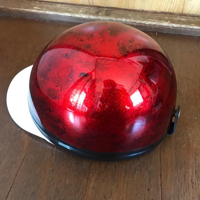 新品 キャンディーレッドラメ ラップ塗装 コルク半 ヘルメット 新品 キャンディーレッドラメ ラップ塗装 コルク半 ヘルメット
