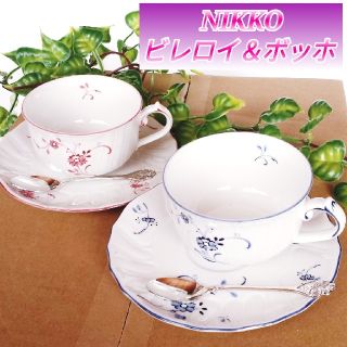 希少品・アンティーク・ニッコー・ペアティーカップ/紅茶、2客、花柄