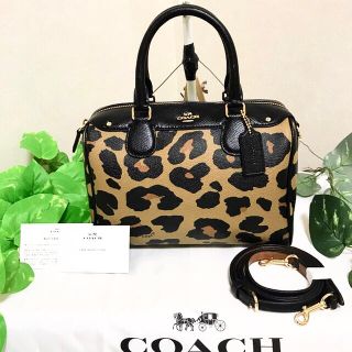 コーチ(COACH)の♡ほぼ未使用COACH レオパード ミニボストン 2wayバッグ♡(ショルダーバッグ)