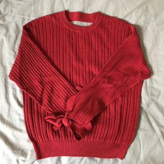 マウジー(moussy)のMOUSSY OPEN BACK RIBBON SLEEVE KNIT(ニット/セーター)