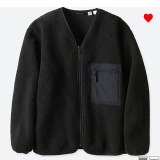 ユニクロ(UNIQLO)の新品タグつき！ユニクロユー ボアフリースカーディガン ブラック Mサイズ(カーディガン)