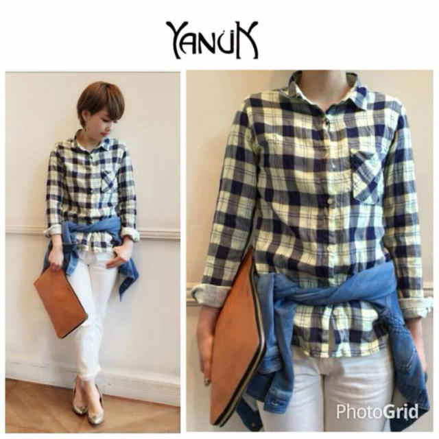 YANUK(ヤヌーク)の新品定価21,600円♡YANUK♡ヤヌーク♡チェックシャツ♡日本製 レディースのトップス(シャツ/ブラウス(長袖/七分))の商品写真