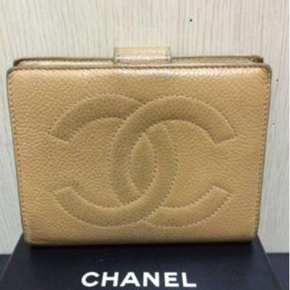 シャネル(CHANEL)の本物シャネルベージュキャビアスキンココマークのお財布(財布)