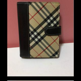 バーバリー(BURBERRY)の本物バーバリーブルレのベージュ系チェック×黒の手帳ケース　6つ穴バインダー式 (その他)