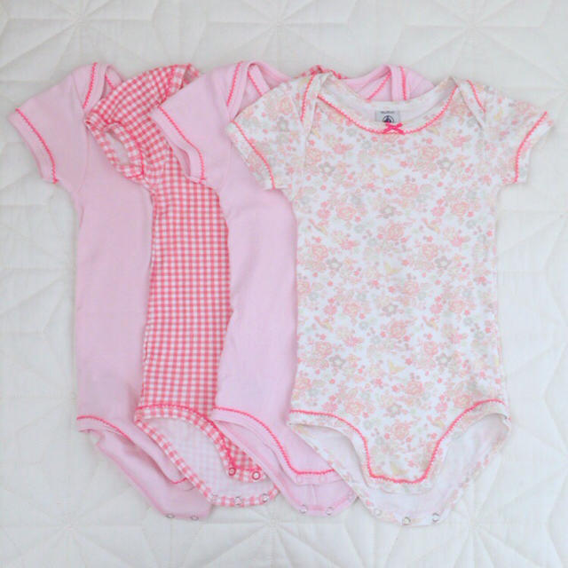 PETIT BATEAU(プチバトー)のプチバトー ロンパース 18m 70 80 90 4枚セット キッズ/ベビー/マタニティのベビー服(~85cm)(ロンパース)の商品写真