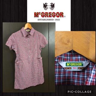 マックレガー(McGREGOR)のMcGREGOR 半袖 チェック ワンピース キッズ 女の子 150cm 美品(ワンピース)