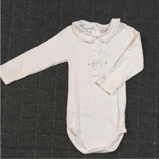 プチバトー(PETIT BATEAU)のプチバトー 襟付き小鳥柄ロンパース 18m(ロンパース)