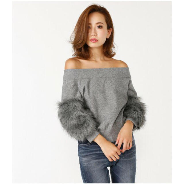 rienda(リエンダ)の新作完売！rienda Faux fur SLV knit TOP レディースのトップス(ニット/セーター)の商品写真