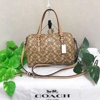 コーチ(COACH)の♡美品COACH シグネチャー PVC 2wayミニボストンバッグ ベージュ♡(ショルダーバッグ)