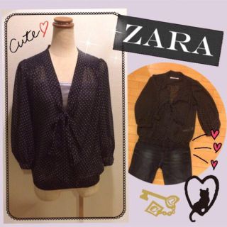 ザラ(ZARA)のZARAドットシフォンボウタイブラウス(シャツ/ブラウス(長袖/七分))