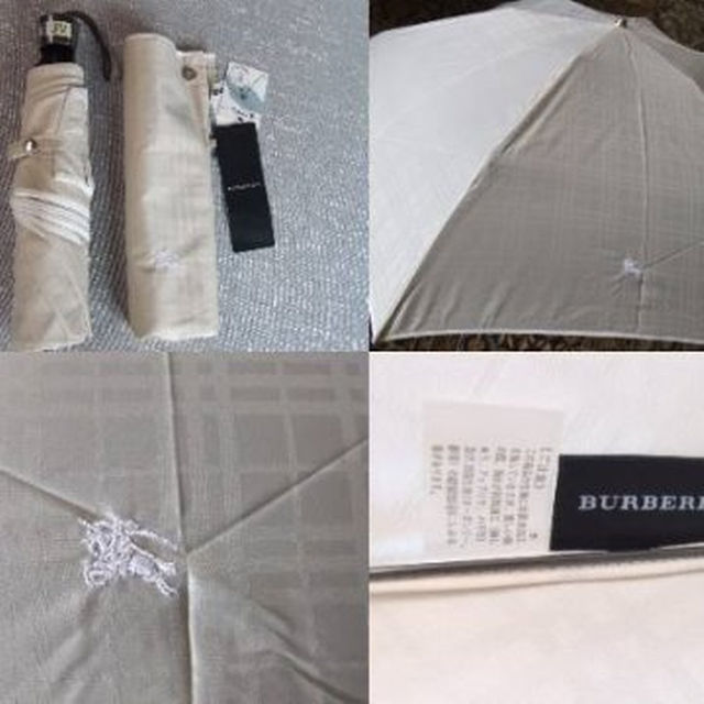 BURBERRY(バーバリー)のバーバリー新品軽量！トーナルチェック折りたたみ傘UVカットベージュ レディースのファッション小物(その他)の商品写真