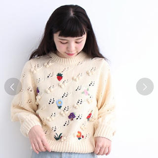 ドットアンドストライプスチャイルドウーマン(Dot&Stripes CHILDWOMAN)の透かし編み＋ハンド刺繍 ショートプルオーバー(ニット/セーター)