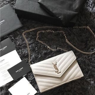 サンローラン(Saint Laurent)の期間限定値下げ！本物美品サンローランチェーンウォレットグレー(ショルダーバッグ)