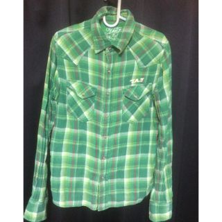 ティーエムティー(TMT)のTMT長袖ネルシャツ、緑チェックＳサイズ(シャツ)