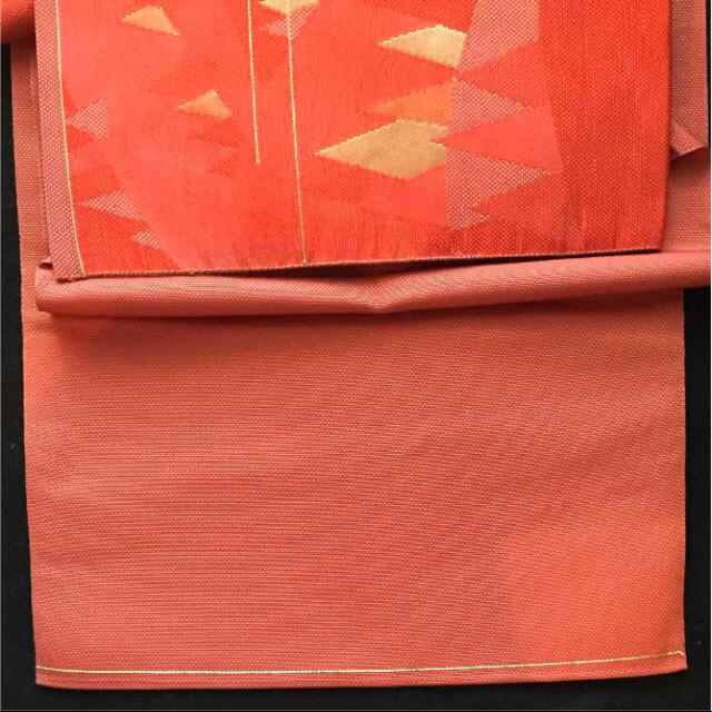 新作入荷【送料無料】名古屋帯❣️幾何学模様 森 オレンジ 171011 レディースの水着/浴衣(帯)の商品写真