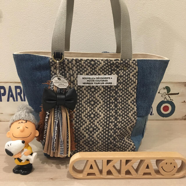sakuraさま専用♡尾州woolツィード CUBEトート レディースのバッグ(トートバッグ)の商品写真