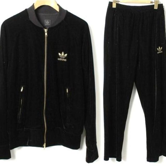 00ｓ ａｄｉｄａｓ アディダス トラックジャケット ジャージ  ベロア 黒 金