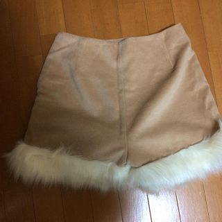 ユメテンボウ(夢展望)のファー付きショートパンツ フェザーショートパンツ リリーブラウン LL (ショートパンツ)