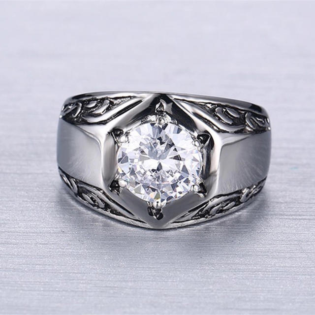 316Lステンレス Czダイヤモンド リング 【18号】 メンズのアクセサリー(リング(指輪))の商品写真